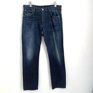 Citizens of Humanity | Men’s Sid Dark Wash Distressed Straight Leg Jeans 36x34